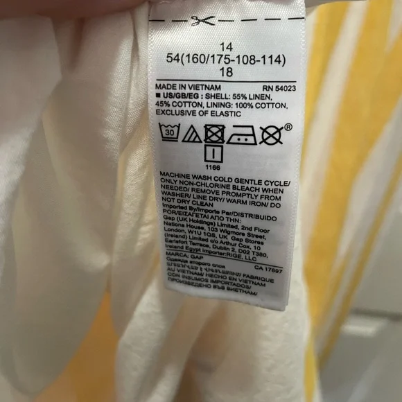 Women’s GAP Yellow and White Striped Square neck Midi Linen Blend Dress size 14 - Picture 4 of 13